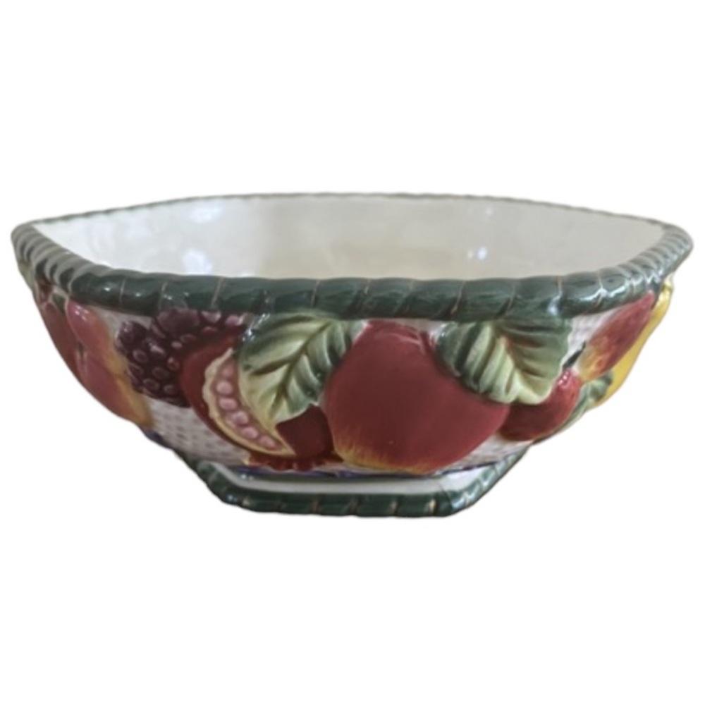 Fitz & Floyd Small Fruit Decor Serving or Candy Dish Bowl - 6 Sided